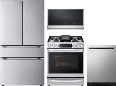 4 Piece Package Includes Refrigerator, Range, Microwave And Dishwasher