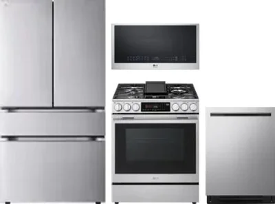 4 Piece Package Includes Refrigerator, Range, Microwave And Dishwasher