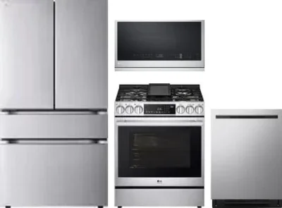 4 Piece Package Includes Refrigerator, Range, Microwave And Dishwasher