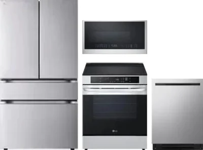 4 Piece Package Includes Refrigerator, Range, Microwave And Dishwasher