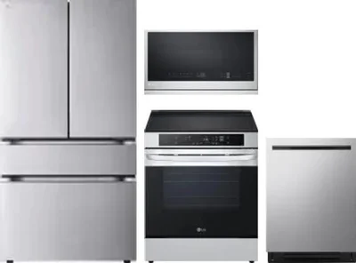 4 Piece Package Includes Refrigerator, Range, Microwave And Dishwasher