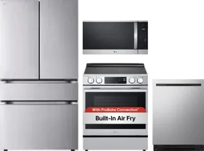 4 Piece Package Includes Refrigerator, Range, Microwave And Dishwasher