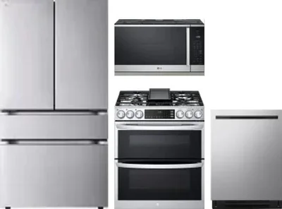 4 Piece Package Includes Refrigerator, Range, Microwave And Dishwasher