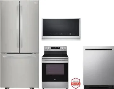 4 Piece Package Includes Refrigerator, Range, Microwave And Dishwasher