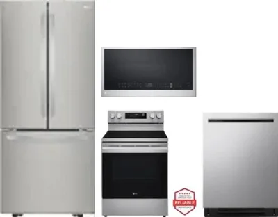 4 Piece Package Includes Refrigerator, Range, Microwave And Dishwasher