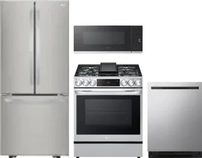 4 Piece Package Includes Refrigerator, Range, Microwave And Dishwasher