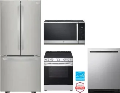 4 Piece Package Includes Refrigerator, Range, Microwave And Dishwasher