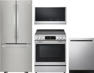 4 Piece Package Includes Refrigerator, Range, Microwave And Dishwasher