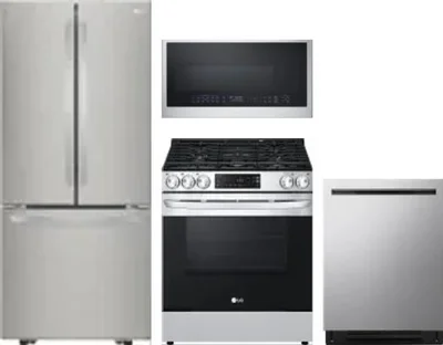4 Piece Package Includes Refrigerator, Range, Microwave And Dishwasher
