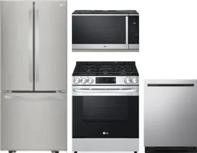 4 Piece Package Includes Refrigerator, Range, Microwave And Dishwasher