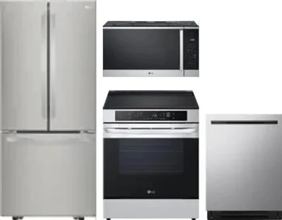 4 Piece Package Includes Refrigerator, Range, Microwave And Dishwasher