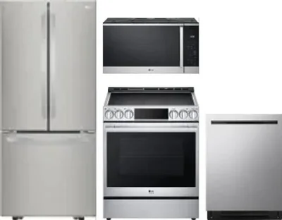 4 Piece Package Includes Refrigerator, Range, Microwave And Dishwasher