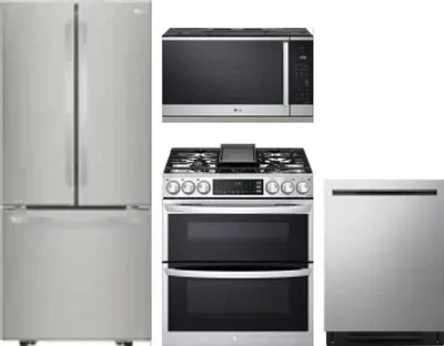 4 Piece Package Includes Refrigerator, Range, Microwave And Dishwasher