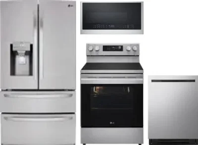 4 Piece Package Includes Refrigerator, Range, Microwave And Dishwasher