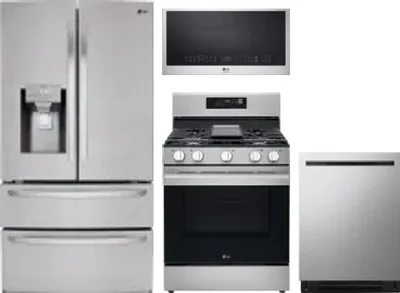 4 Piece Package Includes Refrigerator, Range, Microwave And Dishwasher