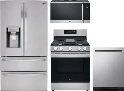 4 Piece Package Includes Refrigerator, Range, Microwave And Dishwasher