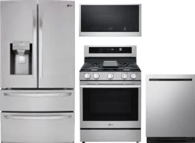 4 Piece Package Includes Refrigerator, Range, Microwave And Dishwasher