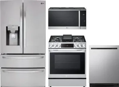 4 Piece Package Includes Refrigerator, Range, Microwave And Dishwasher