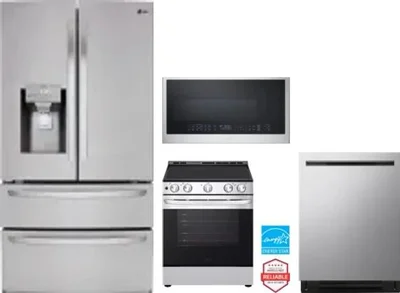 4 Piece Package Includes Refrigerator, Range, Microwave And Dishwasher