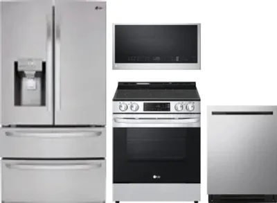 4 Piece Package Includes Refrigerator, Range, Microwave And Dishwasher