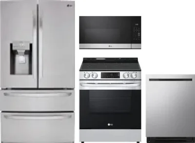 4 Piece Package Includes Refrigerator, Range, Microwave And Dishwasher