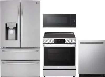 4 Piece Package Includes Refrigerator, Range, Microwave And Dishwasher