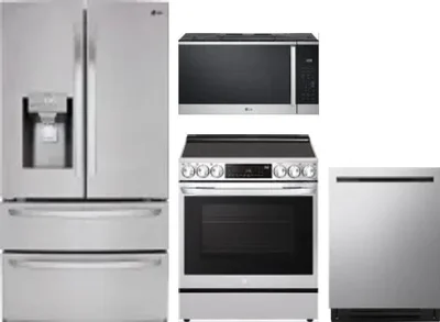 4 Piece Package Includes Refrigerator, Range, Microwave And Dishwasher