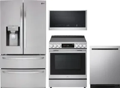 4 Piece Package Includes Refrigerator, Range, Microwave And Dishwasher
