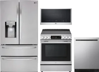 4 Piece Package Includes Refrigerator, Range, Microwave And Dishwasher