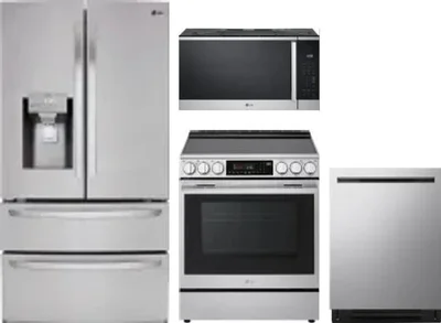 4 Piece Package Includes Refrigerator, Range, Microwave And Dishwasher