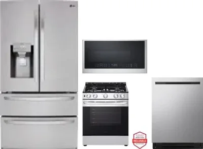 4 Piece Package Includes Refrigerator, Range, Microwave And Dishwasher