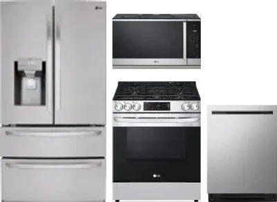 4 Piece Package Includes Refrigerator, Range, Microwave And Dishwasher