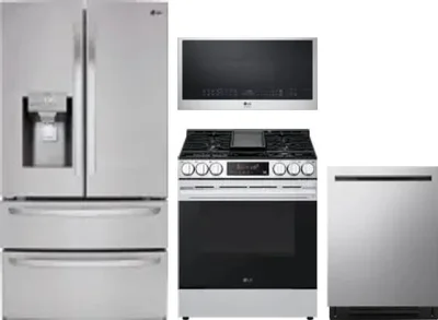 4 Piece Package Includes Refrigerator, Range, Microwave And Dishwasher