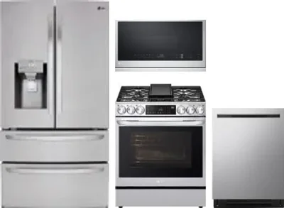 4 Piece Package Includes Refrigerator, Range, Microwave And Dishwasher