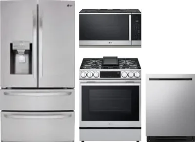 4 Piece Package Includes Refrigerator, Range, Microwave And Dishwasher
