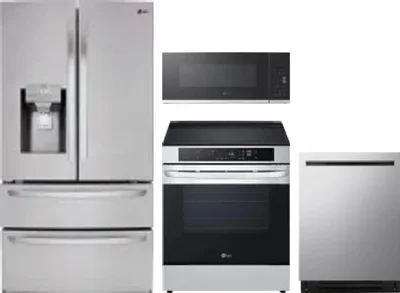 4 Piece Package Includes Refrigerator, Range, Microwave And Dishwasher