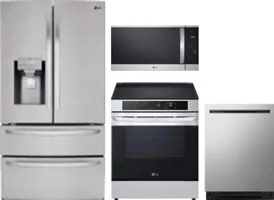 4 Piece Package Includes Refrigerator, Range, Microwave And Dishwasher