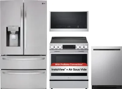 4 Piece Package Includes Refrigerator, Range, Microwave And Dishwasher