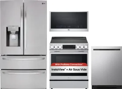 4 Piece Package Includes Refrigerator, Range, Microwave And Dishwasher
