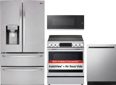 4 Piece Package Includes Refrigerator, Range, Microwave And Dishwasher