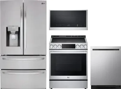 4 Piece Package Includes Refrigerator, Range, Microwave And Dishwasher