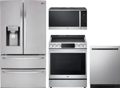 4 Piece Package Includes Refrigerator, Range, Microwave And Dishwasher