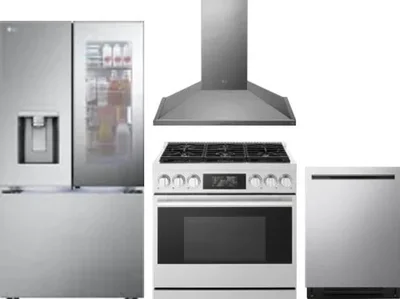 4 Piece Package Includes Refrigerator, Range, Hood And Dishwasher