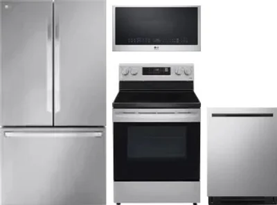 4 Piece Package Includes Refrigerator, Range, Microwave And Dishwasher