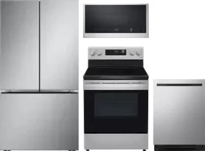 4 Piece Package Includes Refrigerator, Range, Microwave And Dishwasher