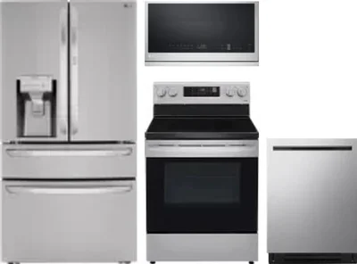 4 Piece Package Includes Refrigerator, Range, Microwave And Dishwasher