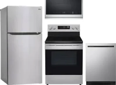 4 Piece Package Includes Refrigerator, Range, Microwave And Dishwasher