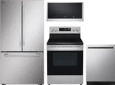 4 Piece Package Includes Refrigerator, Range, Microwave And Dishwasher