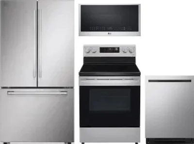 4 Piece Package Includes Refrigerator, Range, Microwave And Dishwasher