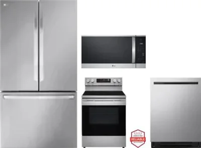 4 Piece Package Includes Refrigerator, Range, Microwave And Dishwasher